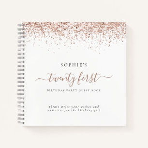 Rose Gold Glitter 21st Birthday Party Guest Book
