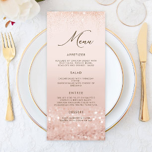 Rose Gold Glitter 30th Birthday Menu Card
