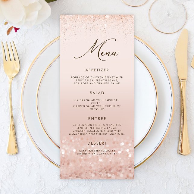 Rose Gold Glitter 30th Birthday Menu Card (Rose Gold Glitter 30th Birthday Menu Card)