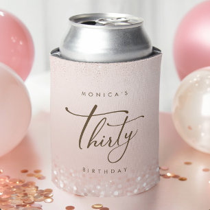 Rose Gold Glitter 30th Birthday Party Can Cooler