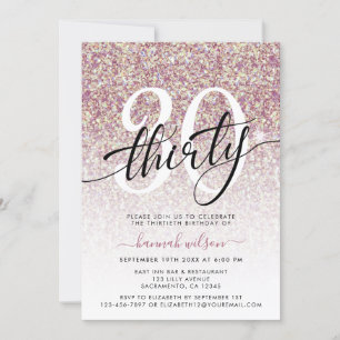 Rose Gold Glitter 30th Birthday Party Invitation