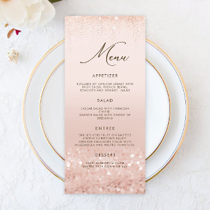 Rose Gold Glitter 40th Birthday Menu Card