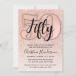 Rose Gold Glitter 50th Birthday Invitation<br><div class="desc">Design features rose gold glitter graphics on both sides. Perfect for Women.</div>