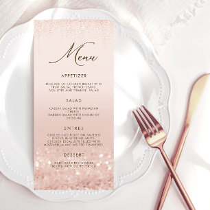 Rose Gold Glitter 50th Birthday Menu Card