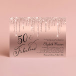 Rose Gold Glitter 50th Birthday Party Invitation<br><div class="desc">Elegant,  glamourous and chic 50th birthday party invitation featuring "50 & Fabulous" written in stylish script against a rose gold background,  with rose gold faux glitter dripping down.</div>