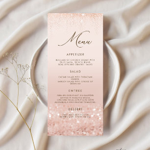 Rose Gold Glitter 60th Birthday Menu Card