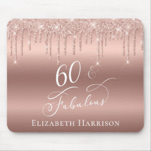 Rose Gold Glitter 60th Birthday Mouse Mat