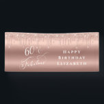 Rose Gold Glitter 60th Birthday Party Banner<br><div class="desc">Elegant 60th birthday party banner featuring "60 & Fabulous" in a stylish white script,  a rose gold background and rose gold faux glitter. Personalise with her name.</div>