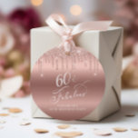 Rose Gold Glitter 60th Birthday Party Thank You Favour Tags<br><div class="desc">Elegant gift tags for your 60th birthday party favours featuring "Thank You" and "60 & Fabulous" in a stylish white calligraphy script,  a rose gold faux foil background and rose gold faux glitter.</div>