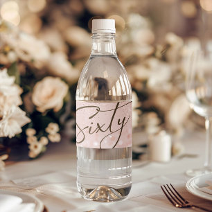 Rose Gold Glitter 60th Birthday Party Water Bottle Label