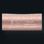 Rose Gold Glitter 70th Birthday Party Banner<br><div class="desc">Elegant personalised 70th birthday party banner featuring "70 & Fabulous" written in a pretty white script against a rose gold faux foil background,  with rose gold faux glitter dripping from the top. Customise with her name.</div>