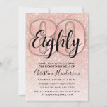 Rose Gold Glitter 80th Birthday Invitation<br><div class="desc">Design features rose gold glitter graphics on both sides. Perfect for Women.</div>