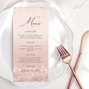 Rose Gold Glitter 80th Birthday Menu Card