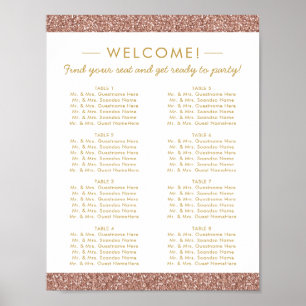 Rose Gold Glitter 8.5x11 Seating Chart 48 Names