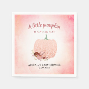 Rose Gold Glitter A Little Pumpkin Baby Shower Napkin