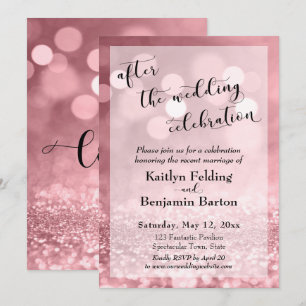 Rose Gold Glitter After the Wedding Celebration Invitation