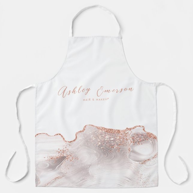 Rose Gold Glitter Agate White Apron (Front)