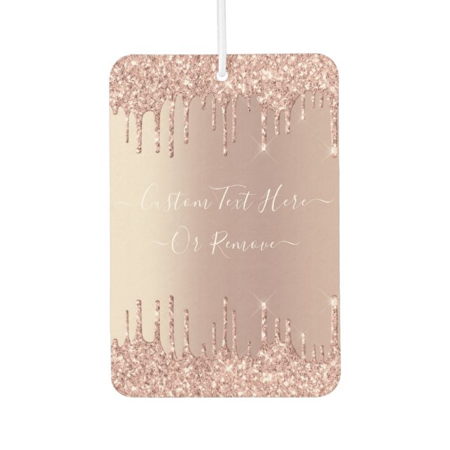 Rose Gold Glitter Air Freshener with Your Text  (Front)