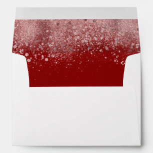 Rose Gold Glitter and Burgundy Red Background Envelope
