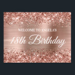 Rose Gold Glitter and Foil 18th Birthday Welcome Poster<br><div class="desc">Create your own 18th birthday party celebration welcome sign 24x18 poster for your friend. I have some other milestone birthdays available, but can answer creator requests here in the system. The background features a faux sparkly rose gold glitter with a rose gold and blush pink brushed metal ombre foil digital...</div>