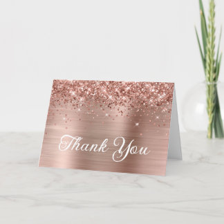 Rose Gold Glitter and Foil 50th Birthday Thank You Card