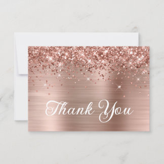 Rose Gold Glitter and Foil 50th Birthday Thank You Card