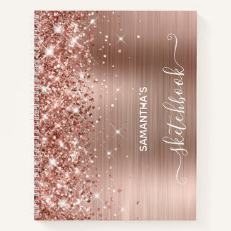Rose Gold Glitter and Foil Girly Sketchbook Notebook