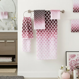 Rose gold glitter and lace bath towel set