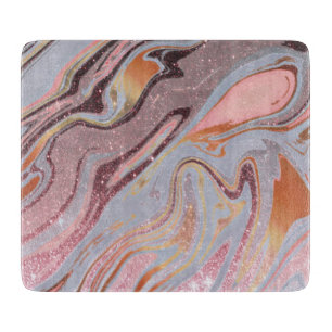 Rose gold glitter and marble cutting board