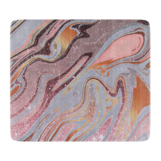Rose gold glitter and marble cutting board (Front)