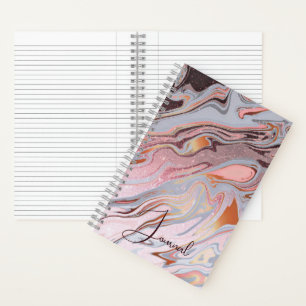 Rose gold glitter and marble journal
