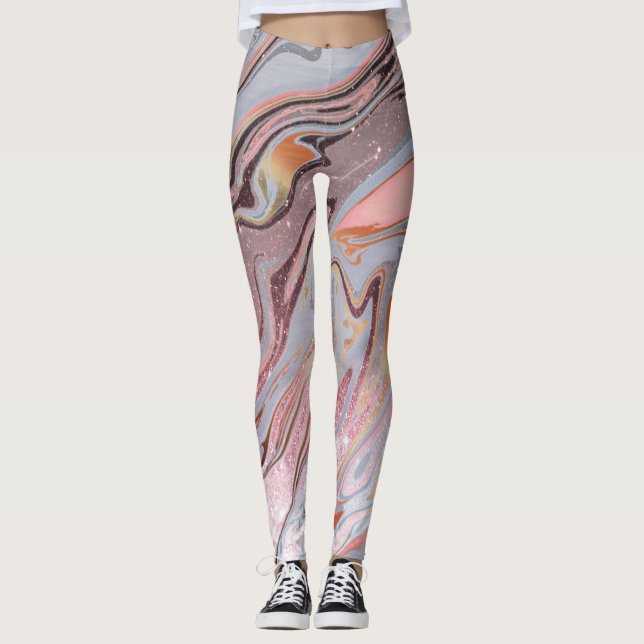 Rose gold glitter and marble leggings (Front)