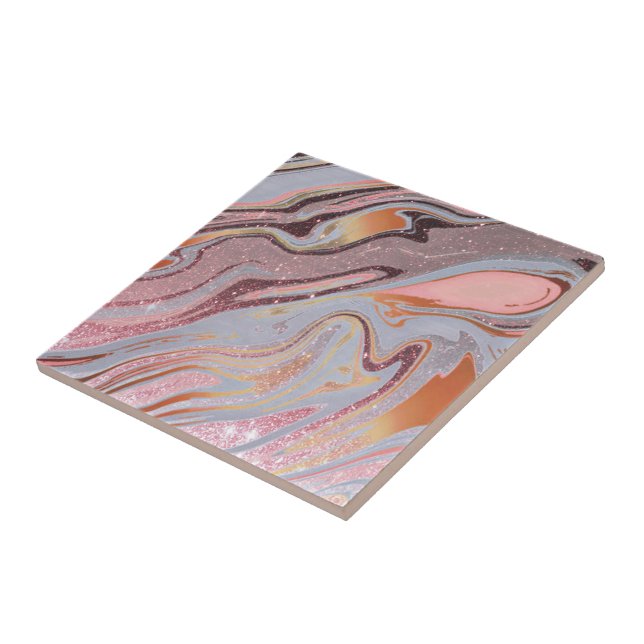 Rose gold glitter and marble tile (Side)