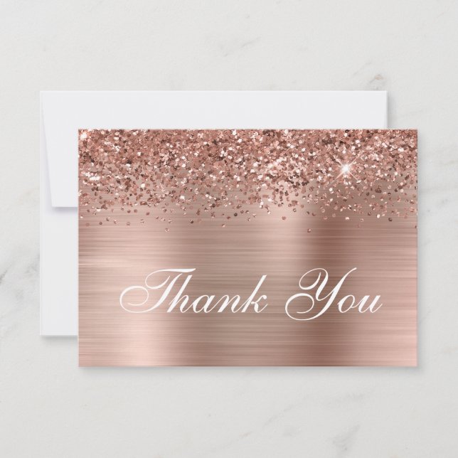 Rose Gold Glitter and Ombre Foil Thank You Card (Front)