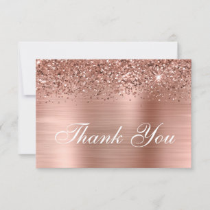 Rose Gold Glitter and Ombre Foil Thank You Card