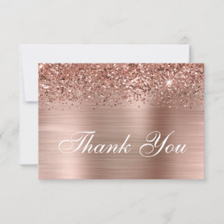 Rose Gold Glitter and Ombre Foil Thank You Card