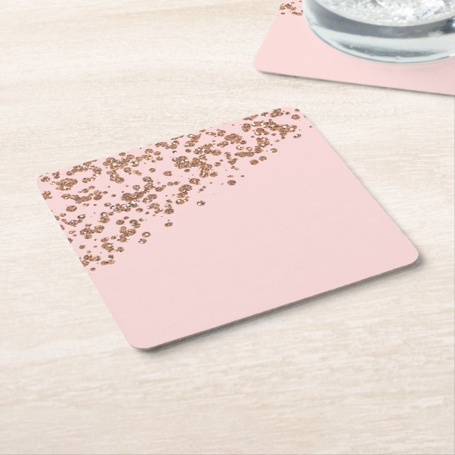 Rose Gold Glitter and Pink Coasters (Angled)