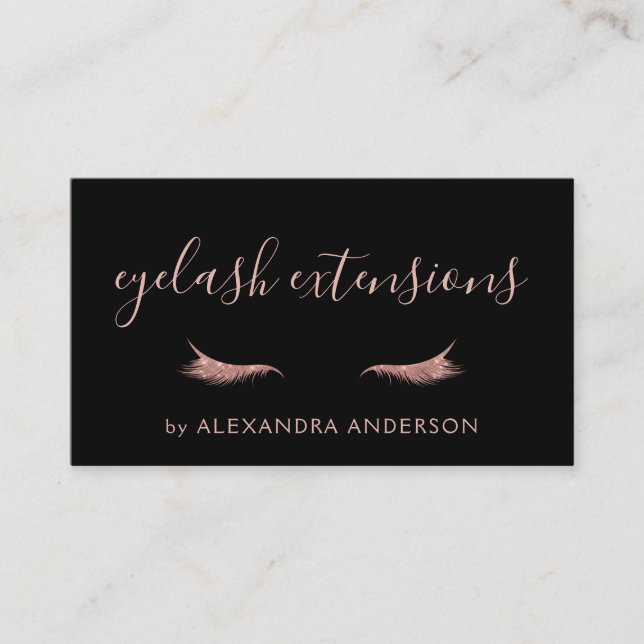 Rose Gold Glitter and Sparkle Eyelash Extension Business Card (Front)