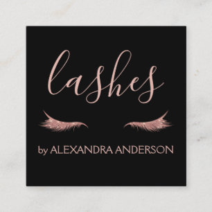 Rose Gold Glitter and Sparkle Eyelash Extension Square Business Card