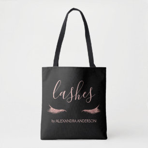 Rose Gold Glitter and Sparkle Eyelash Extension Tote Bag