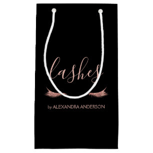 Rose Gold Glitter and Sparkle Eyelashes Small Gift Bag