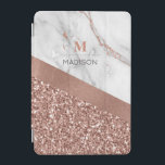 Rose Gold Glitter and Sparkle Marble Monogram  iPad Mini Cover<br><div class="desc">Rose Gold Glitter and Sparkle  Marble Monogram design ready to personalise with a template for you name and initial. If you would like to change the colour or style of the font click the customise further tab at the end of the template.</div>