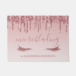 Rose Gold Glitter and Sparkle Microblading Doormat