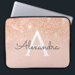 Rose Gold Glitter and Sparkle Monogram Laptop Sleeve<br><div class="desc">Glam Rose Gold Ombre Faux Glitter and Sparkle Modern and Elegant Monogram Case. This case can be customised to include your initial and first name.</div>
