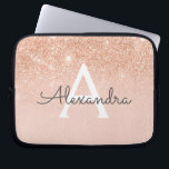 Rose Gold Glitter and Sparkle Monogram Laptop Sleeve<br><div class="desc">Glam Rose Gold Ombre Faux Glitter and Sparkle Modern and Elegant Monogram Case. This case can be customised to include your initial and first name.</div>