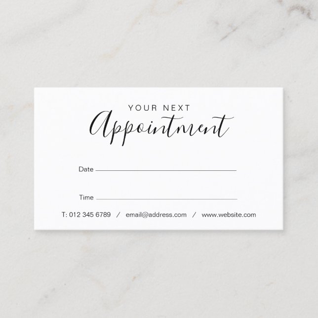 Rose Gold Glitter Appointment Card (Front)