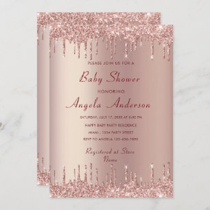 Rose Gold Glitter Baby Shower Invitation