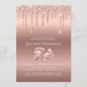 Rose Gold Glitter Baby Shower Invitation