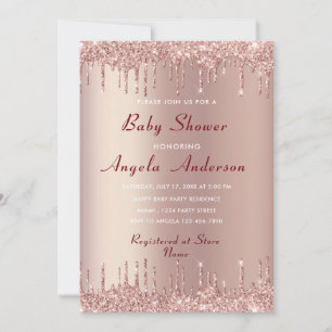 Rose Gold Glitter Baby Shower Invitation Example