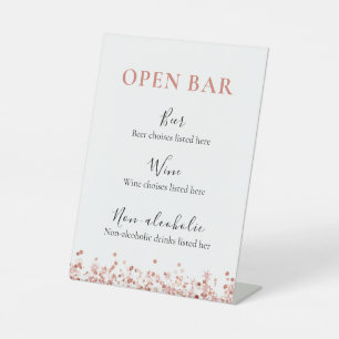 Rose Gold Glitter  bar menu pedestal sign